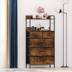 Commode de chambre à 5 tiroirs, Petites commodes et chiffonnniers, Meuble de rangement vertical avec tiroirs en tissu