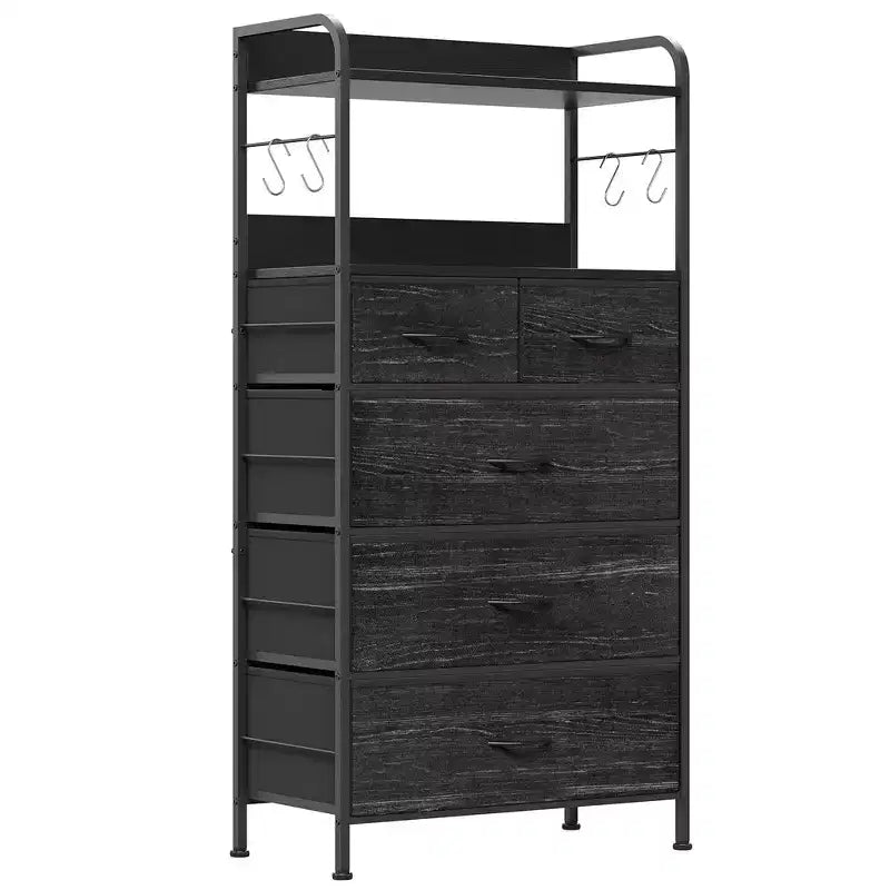 Dresser for Bedroom with 5 Drawers, Small Dressers & Chests of Drawers, Vertical Fabric Tower Drawer Organizer Unit