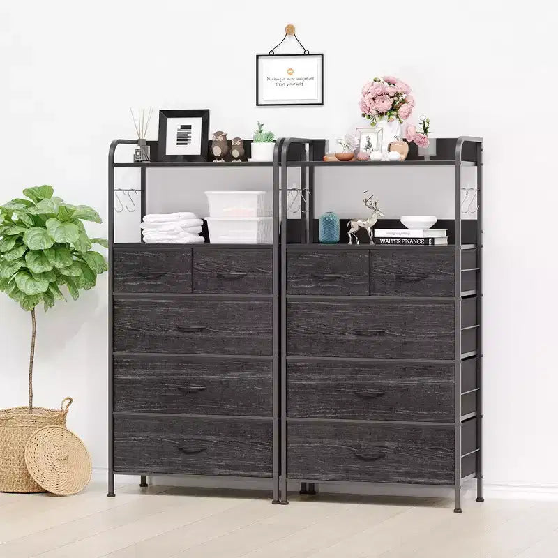 Commode de chambre à 5 tiroirs, Petites commodes et chiffonnniers, Meuble de rangement vertical avec tiroirs en tissu