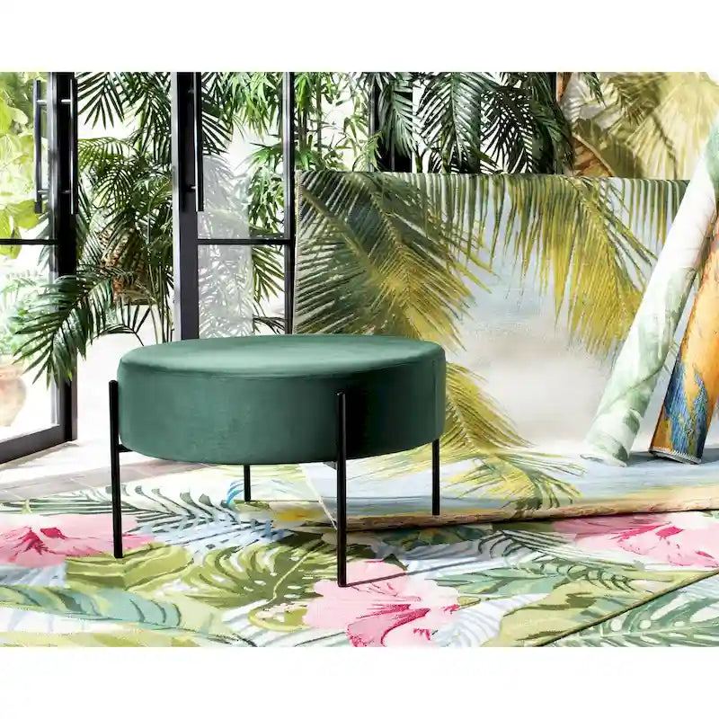 Pouf cocktail rond en velours