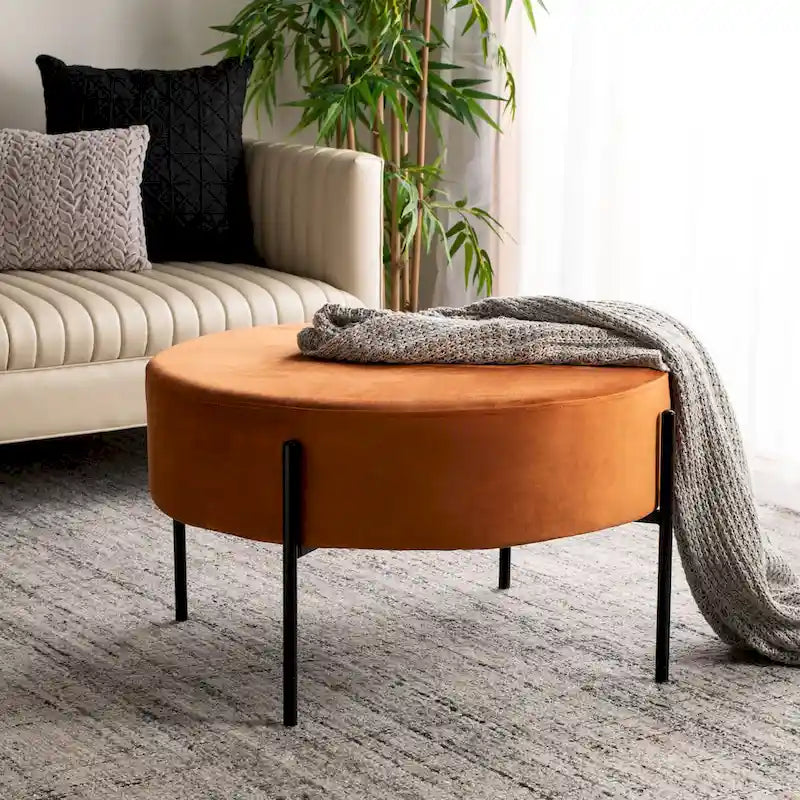 Pouf cocktail rond en velours