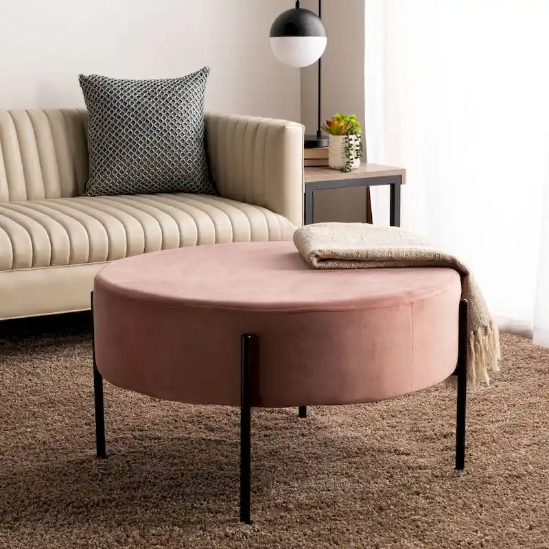 Pouf cocktail rond en velours