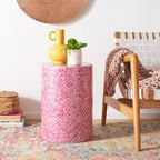 SAFAVIEH Rilla Dark Pink Round Accent Table - 13.8 W x 13.8 L x 19.7 H - 14Wx14Dx20H
