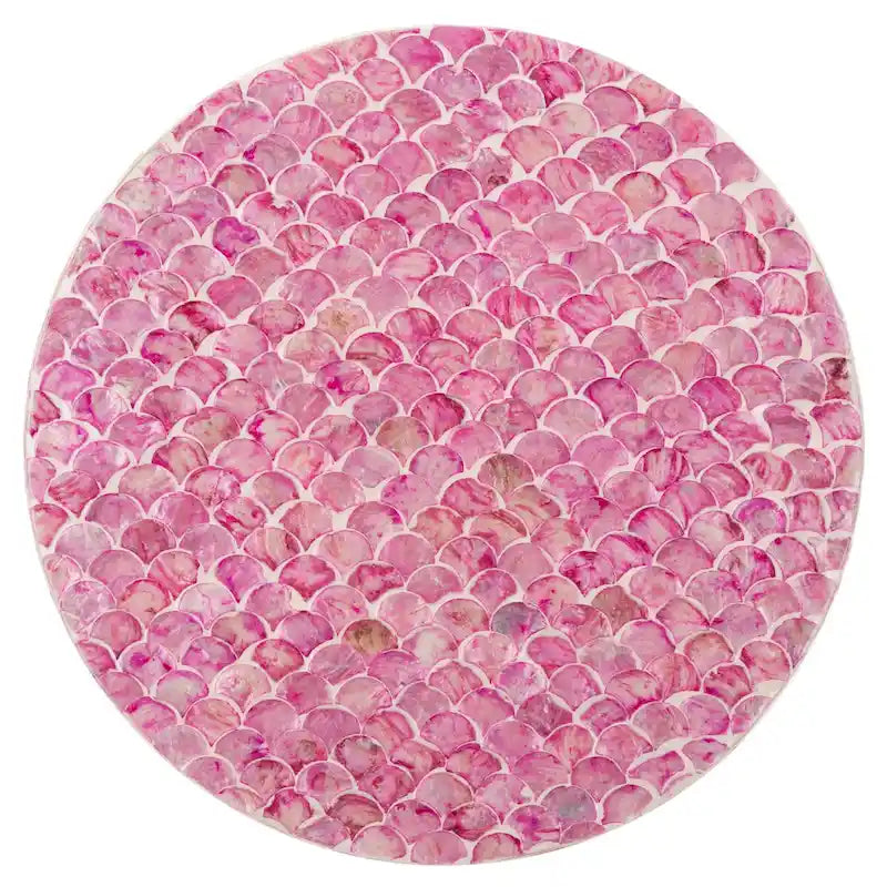 Table d'appoint ronde rose profond — 35 cm l x 35 cm P x 50 cm H — 35,5 cm l x 35,5 cm P x 51 cm H