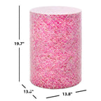 Table d'appoint ronde rose profond — 35 cm l x 35 cm P x 50 cm H — 35,5 cm l x 35,5 cm P x 51 cm H
