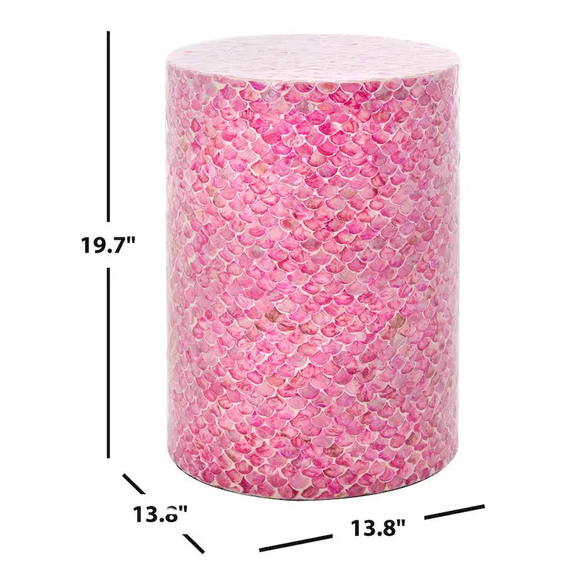 Table d'appoint ronde rose profond — 35 cm l x 35 cm P x 50 cm H — 35,5 cm l x 35,5 cm P x 51 cm H