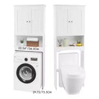 Armoire de Rangement WC, Étagère de Rangement Gain de Place pour Salle de Bain, Meuble de Rangement Autoportant pour Salle de Bain avec 2 Portes et Étagère Ouverte