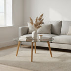 Table basse ronde en verre de style Mid-Century Modern — 35,4 x 35,4 x 17,7 — L35 x P35 x H18