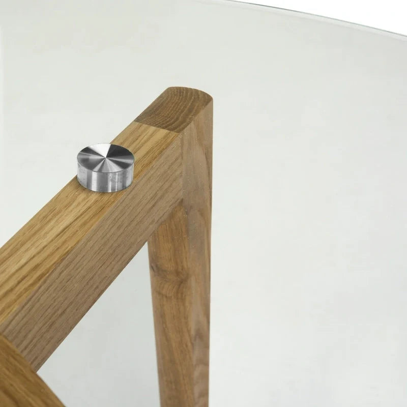 Table basse ronde en verre de style Mid-Century Modern — 35,4 x 35,4 x 17,7 — L35 x P35 x H18