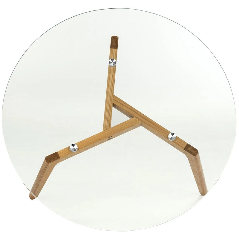 Table basse ronde en verre de style Mid-Century Modern — 35,4 x 35,4 x 17,7 — L35 x P35 x H18