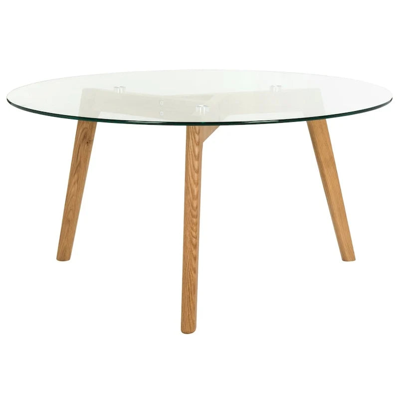 Table basse ronde en verre de style Mid-Century Modern — 35,4 x 35,4 x 17,7 — L35 x P35 x H18