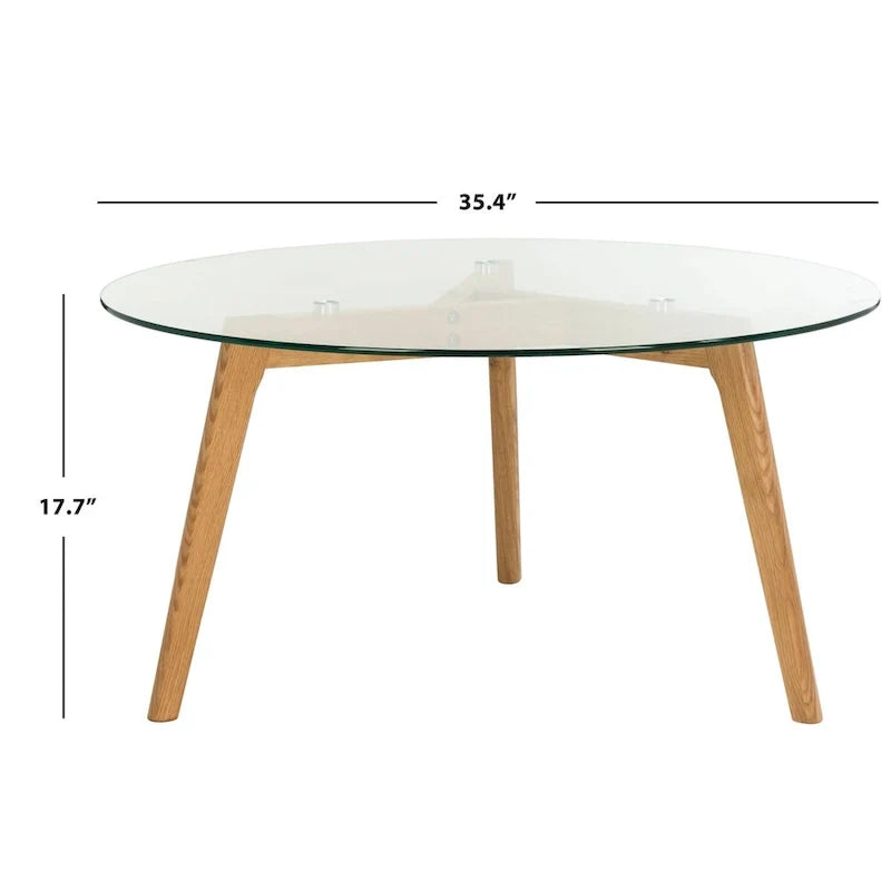 Table basse ronde en verre de style Mid-Century Modern — 35,4 x 35,4 x 17,7 — L35 x P35 x H18