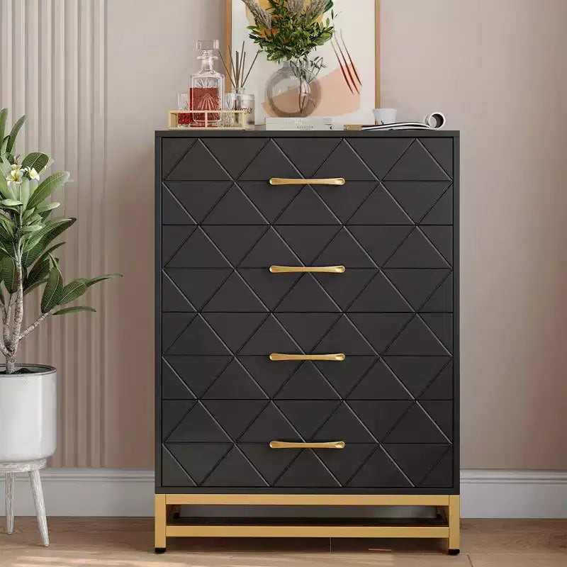 Dresser for Bedroom with 4 Drawer Dresser, Chest of Drawer with Metal Handle, Sturdy Frame Modern Bedroom Furniture