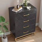 Commode de chambre avec 4 tiroirs, chiffonnier avec poignée en métal, cadre robuste, meuble de chambre moderne