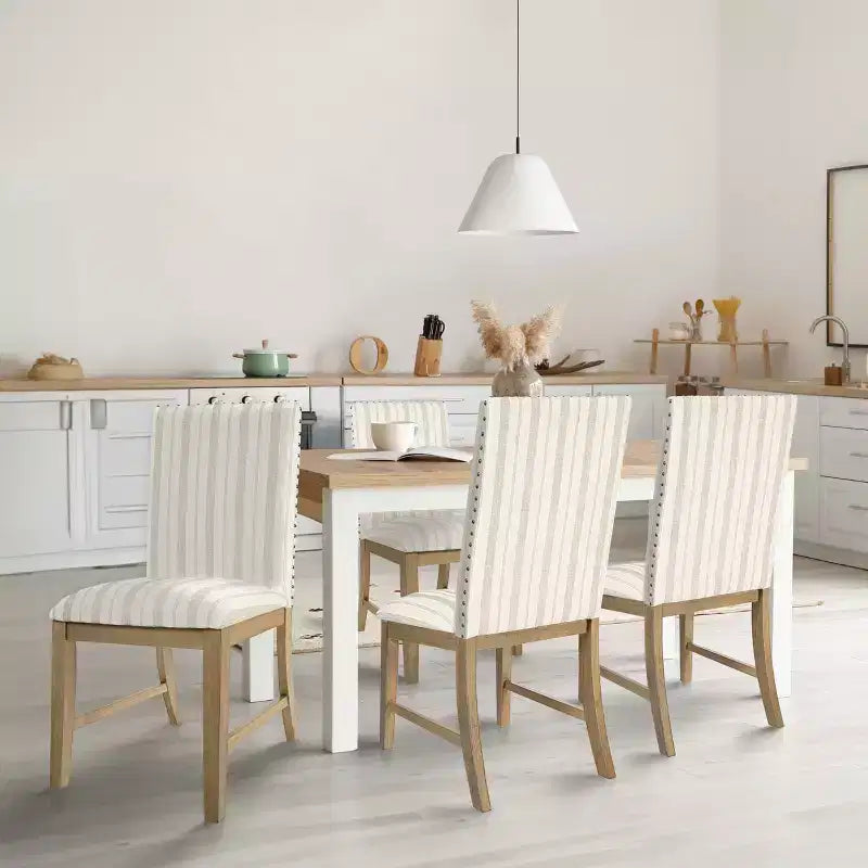 HomePop Lot de 2 chaises de salle à manger en bois rembourrées avec tablier en contreplaqué, capacité de 136 kg