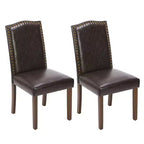 JIONJOY Brown Faux Leather Upholstered Dining Chair