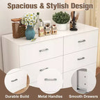 Commode double 6 tiroirs, en bois, moderne, pour chambre à coucher, blanche