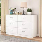 Commode double 6 tiroirs, en bois, moderne, pour chambre à coucher, blanche