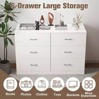 Commode double 6 tiroirs, en bois, moderne, pour chambre à coucher, blanche