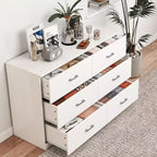 Commode double 6 tiroirs, en bois, moderne, pour chambre à coucher, blanche
