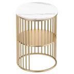 Table d'appoint en rotin avec cadre en bambou, plateau en verre trempé, étagère de rangement en forme de Z, naturel