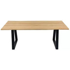 Table de salle à manger d'intérieur ou d'extérieur Nordic Teak 79 Naturel 4-6 Personnes - Beige avec pieds noirs