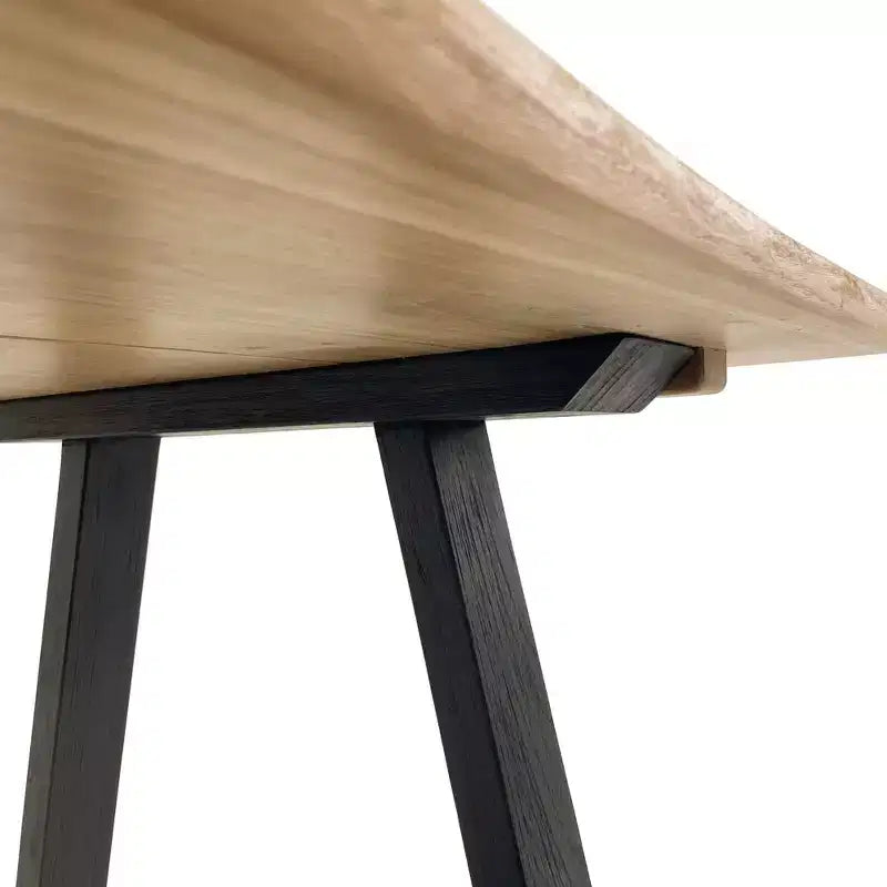 Table de salle à manger d'intérieur ou d'extérieur Nordic Teak 79 Naturel 4-6 Personnes - Beige avec pieds noirs