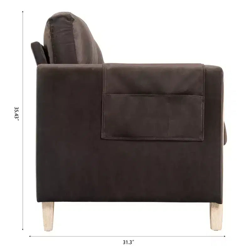 GDFStudio Addison Canapé 3 places 80 avec poches latérales et pieds en bois d'hévéa