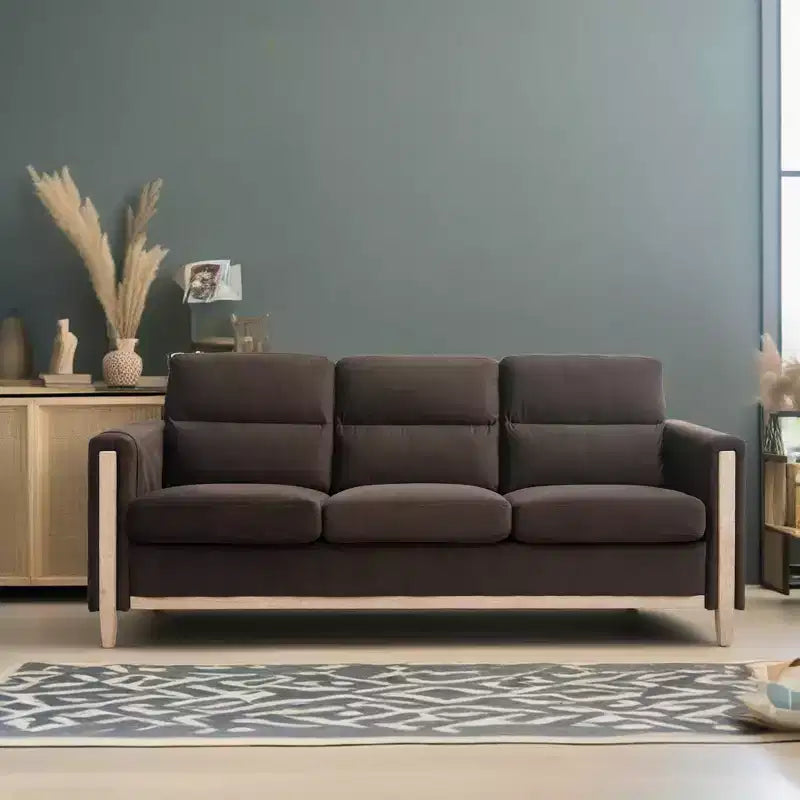 GDFStudio Addison Canapé 3 places 80 avec poches latérales et pieds en bois d'hévéa