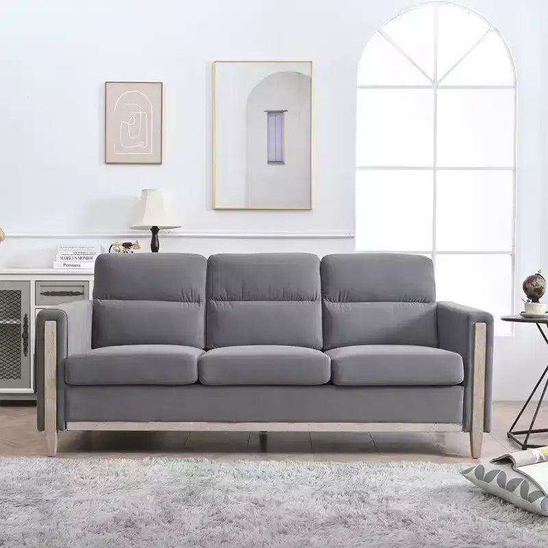 GDFStudio Addison Canapé 3 places 80 avec poches latérales et pieds en bois d'hévéa