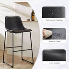 JIONJOY Lot de 2 tabourets de bar en métal noir de 73,7 cm avec assise en similicuir