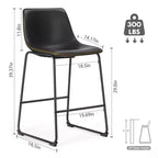 JIONJOY Lot de 2 tabourets de bar en métal noir de 73,7 cm avec assise en similicuir