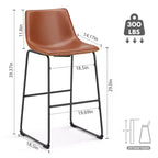 JIONJOY Lot de 2 tabourets de bar en métal noir de 73,7 cm avec assise en similicuir
