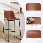 JIONJOY Lot de 2 tabourets de bar en métal noir de 73,7 cm avec assise en similicuir