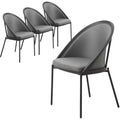 LeisureMod Urbane Collection Upholstered Dining Chair Set of 4  Vinyl Seat with Stainless Steel Legs, Modern Kitchen, Dining Room, Cafe Seating