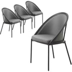 LeisureMod Urbane Collection Upholstered Dining Chair Set of 4  Vinyl Seat with Stainless Steel Legs, Modern Kitchen, Dining Room, Cafe Seating