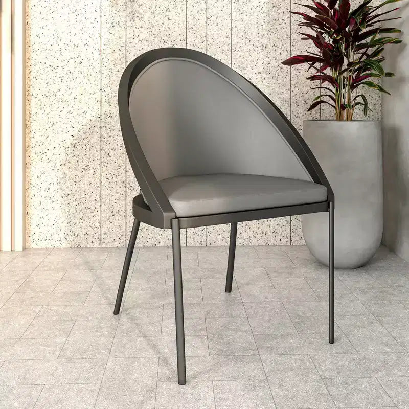 LeisureMod Urbane Collection Chaise de salle à manger rembourrée (lot de 4), assise en vinyle avec pieds en acier inoxydable, cuisine moderne, salle à manger, sièges de café