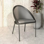 LeisureMod Urbane Collection Chaise de salle à manger rembourrée (lot de 4), assise en vinyle avec pieds en acier inoxydable, cuisine moderne, salle à manger, sièges de café