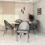 LeisureMod Urbane Collection Chaise de salle à manger rembourrée (lot de 4), assise en vinyle avec pieds en acier inoxydable, cuisine moderne, salle à manger, sièges de café