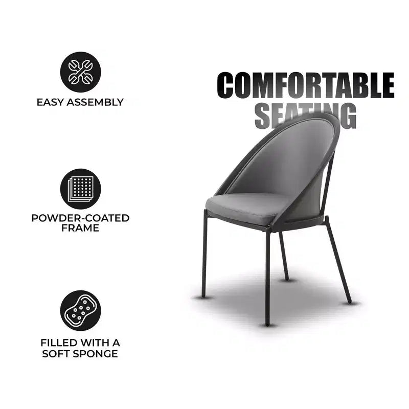 LeisureMod Urbane Collection Chaise de salle à manger rembourrée (lot de 4), assise en vinyle avec pieds en acier inoxydable, cuisine moderne, salle à manger, sièges de café