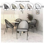 LeisureMod Urbane Collection Chaise de salle à manger rembourrée (lot de 4), assise en vinyle avec pieds en acier inoxydable, cuisine moderne, salle à manger, sièges de café