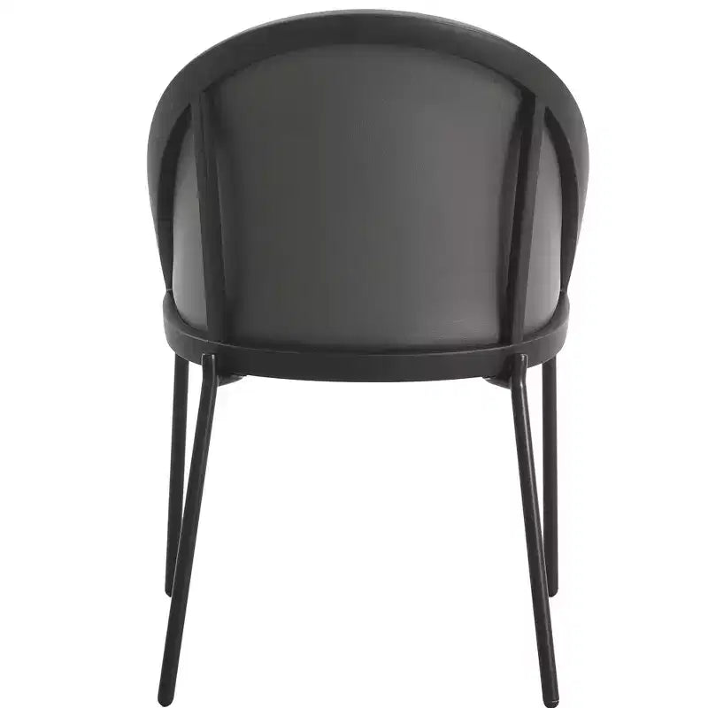 LeisureMod Urbane Collection Chaise de salle à manger rembourrée (lot de 4), assise en vinyle avec pieds en acier inoxydable, cuisine moderne, salle à manger, sièges de café