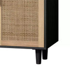 62.20Buffet de rangement en rotin, buffet moderne en bois avec 4 portes et étagères réglables, buffet de rangement d'appoint pour salon et couloir
