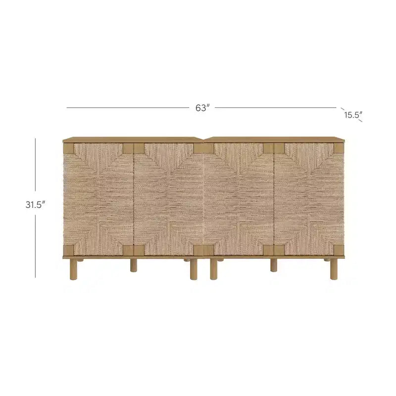 Nathan James Lot de 2 consoles de table Beacon en jonc de mer avec portes