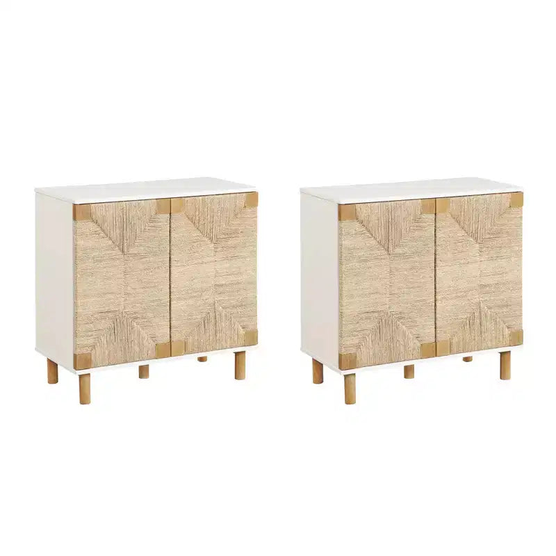 Nathan James Lot de 2 consoles de table Beacon en jonc de mer avec portes