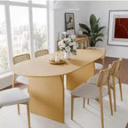 Table de salle à manger ovale Dovelina 67 pour 6 personnes, table de cuisine en bois de style ferme moderne du milieu du siècle