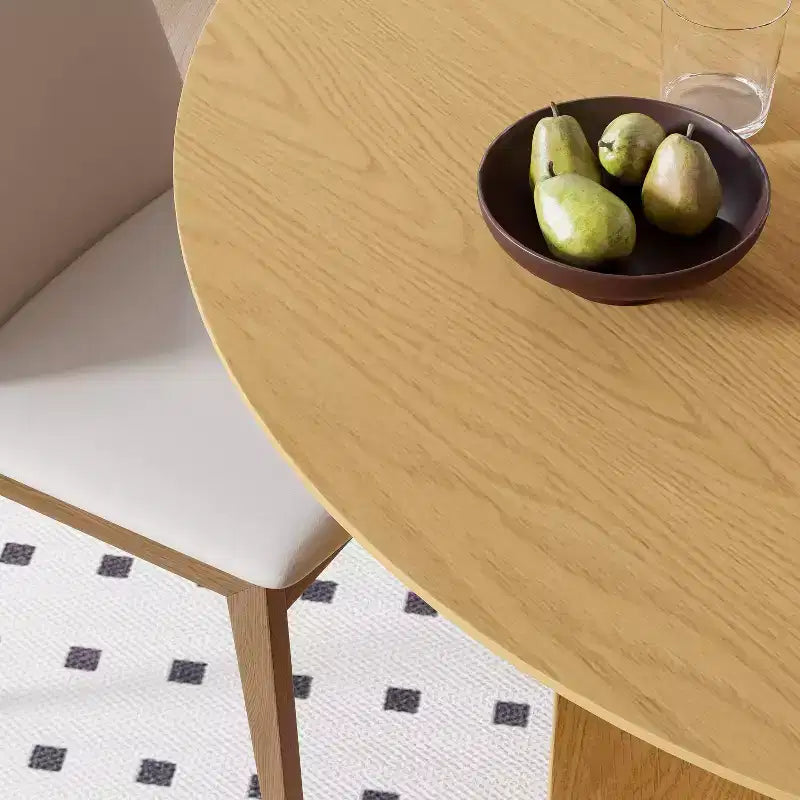 Table de salle à manger ovale Dovelina 67 pour 6 personnes, table de cuisine en bois de style ferme moderne du milieu du siècle