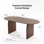 Table de salle à manger ovale Dovelina 67 pour 6 personnes, table de cuisine en bois de style ferme moderne du milieu du siècle
