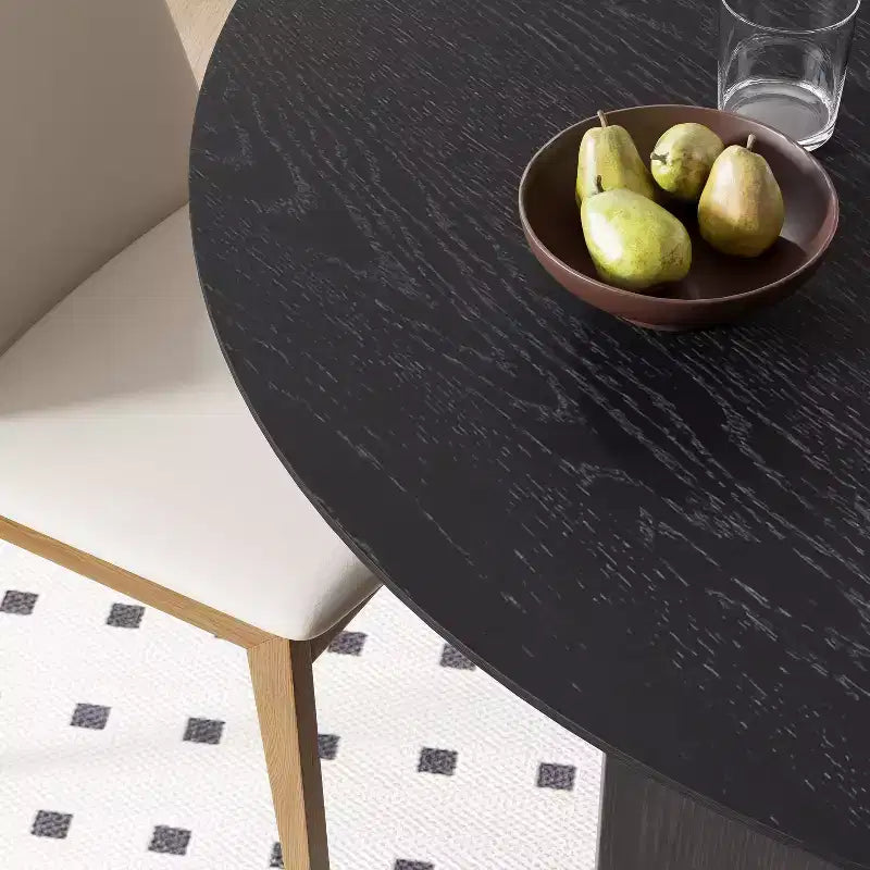 Table de salle à manger ovale Dovelina 67 pour 6 personnes, table de cuisine en bois de style ferme moderne du milieu du siècle