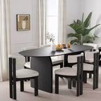 Table de salle à manger ovale Dovelina 67 pour 6 personnes, table de cuisine en bois de style ferme moderne du milieu du siècle